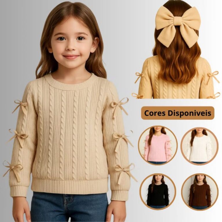 Blusa Infantil Menina Manga Longa Lacinhos tamanho