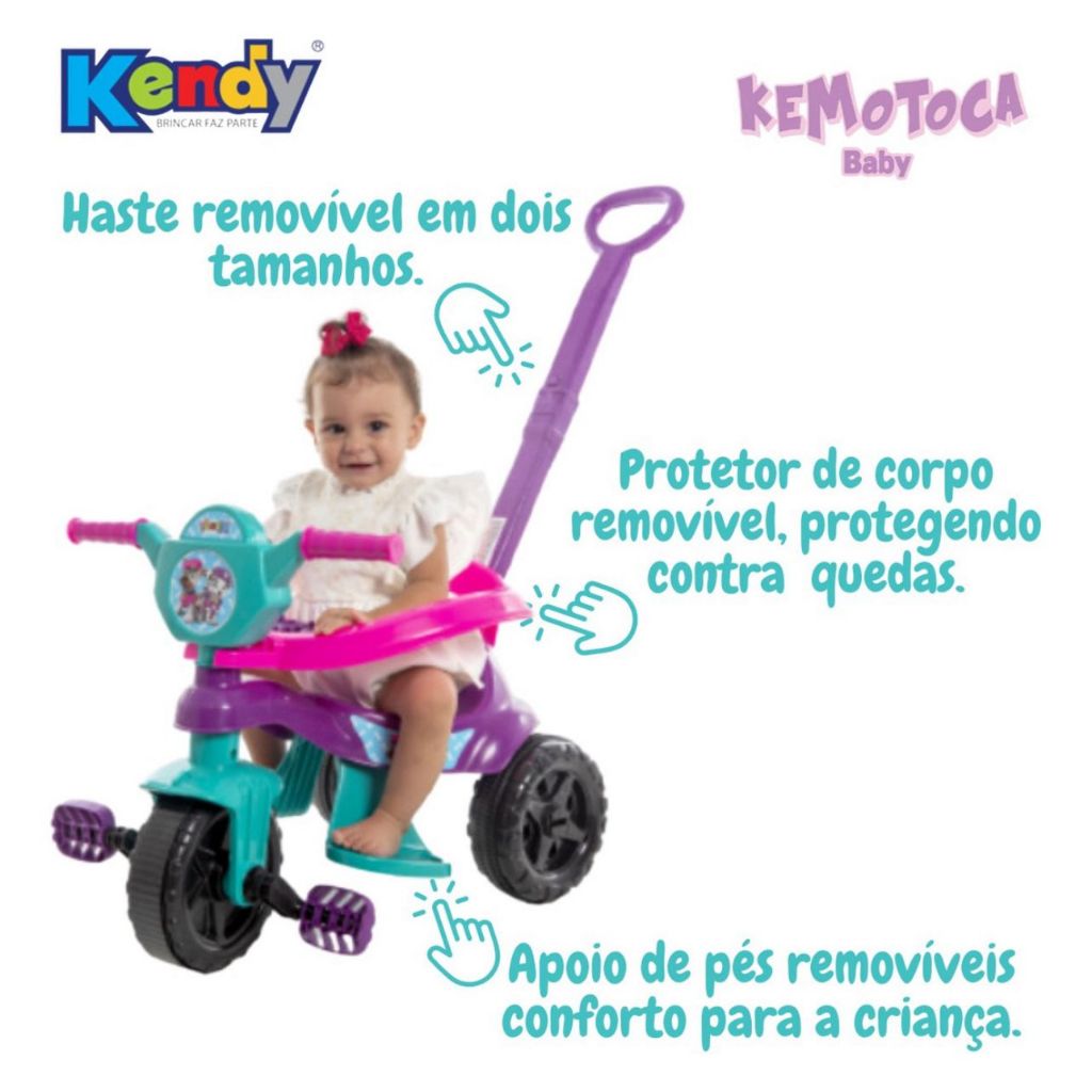 Motoca Triciclo Kendy Vilotrol Ifantil Patrulha Canina Proteção Menino Menina Bebes Proteção Lateral