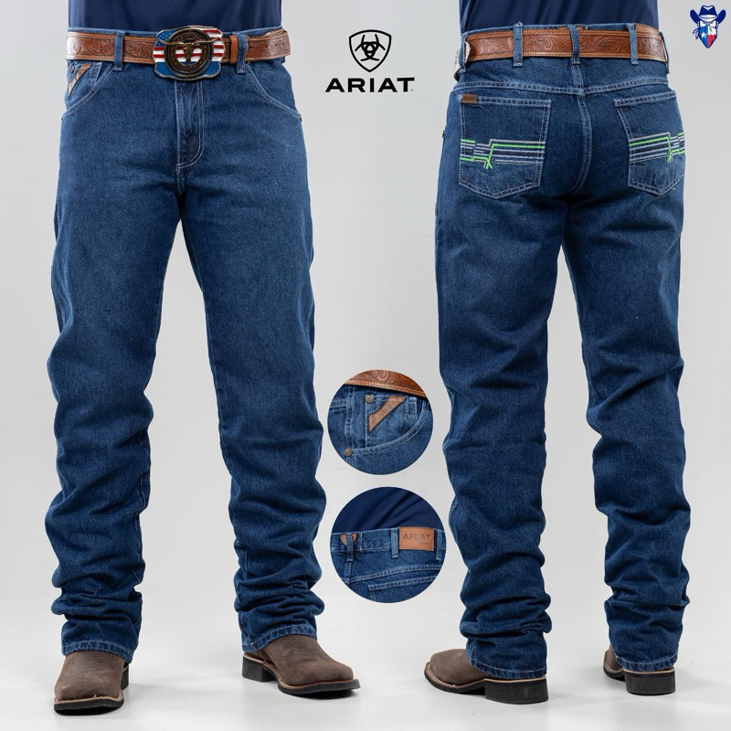 Calça country ariat rodeio Américana laço cowboy cut Ariat yellow stone jeans