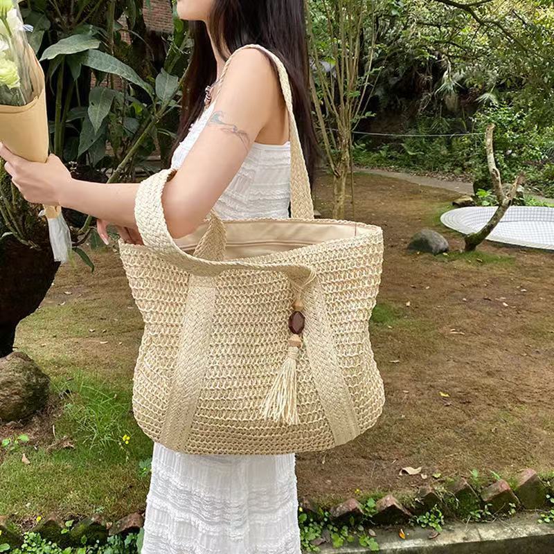 Bolsa De Feminina Praia Sacola Verão Com Alça Dupla Pom Pom