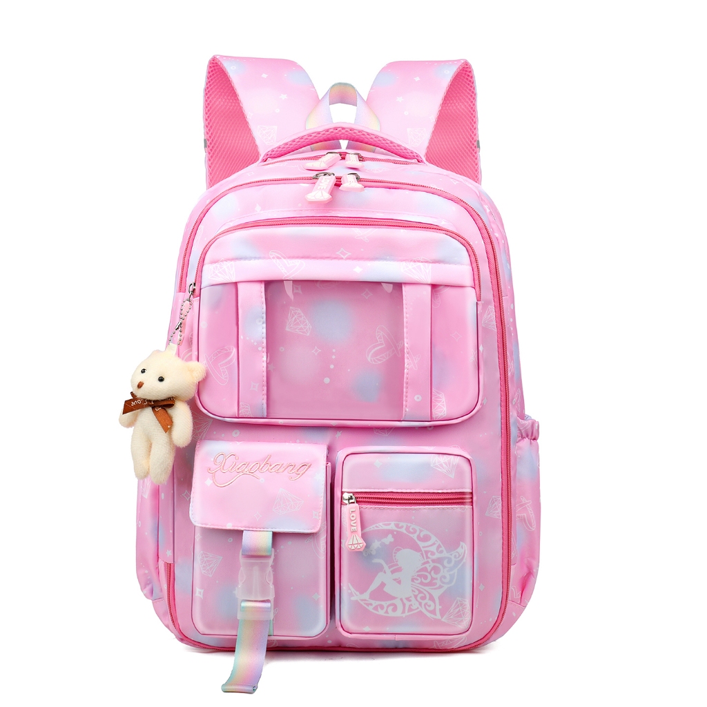 Mochila Escolar Feminina Infantil Juvenil Bolsa Grande Passeio Viajem Menina Grande Capacidade Com C