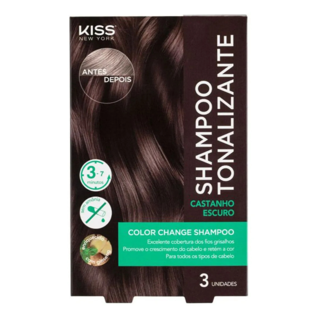 Shampoo Tonalizante Color Change KISS NEW YORK com 3 sachês Sem Amônia
