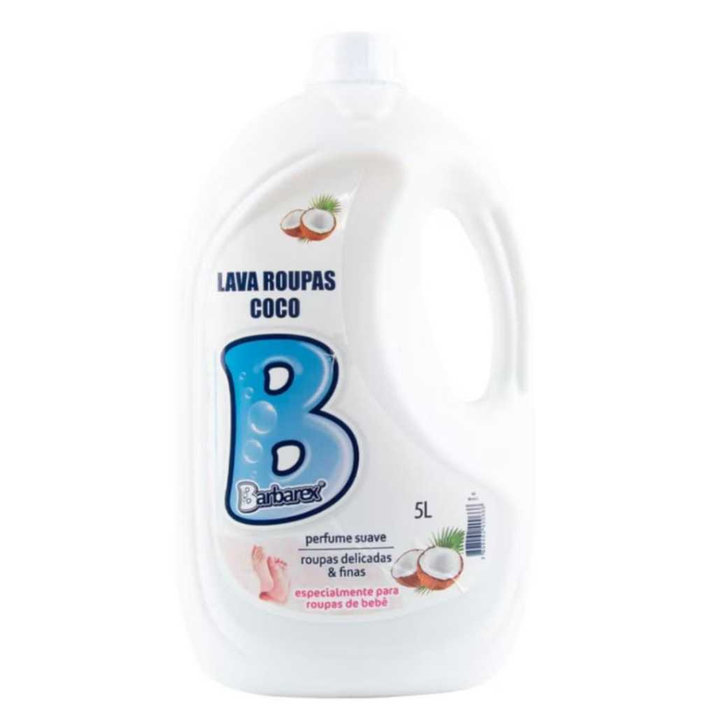 Kit C/2 Sabão Líquido de Coco Lava Roupas Para Bebe 5 litros Barbarex (Total 10L)