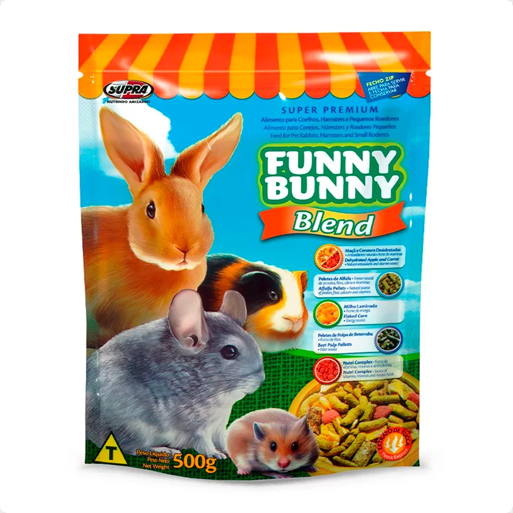 Ração Funny Bunny 500 gr Blend Coelhos e Pequenos Roedores