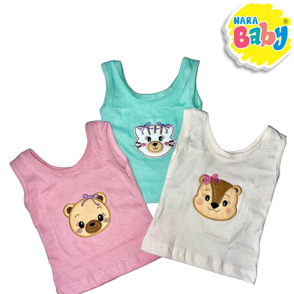 Kit Com 3 Camisetas Regata Bebê Com Viés PMG Menino e Menina