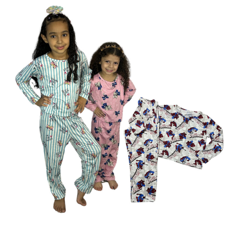 Pijama Infantil De Personagens Manga Comprida E Ca