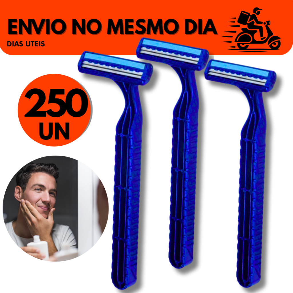 Kit 250 Un Prestobarba Aparelho de Barbear 3 Lâminas Com Fita Lubrificante Kit Com 250 Barbeadores D