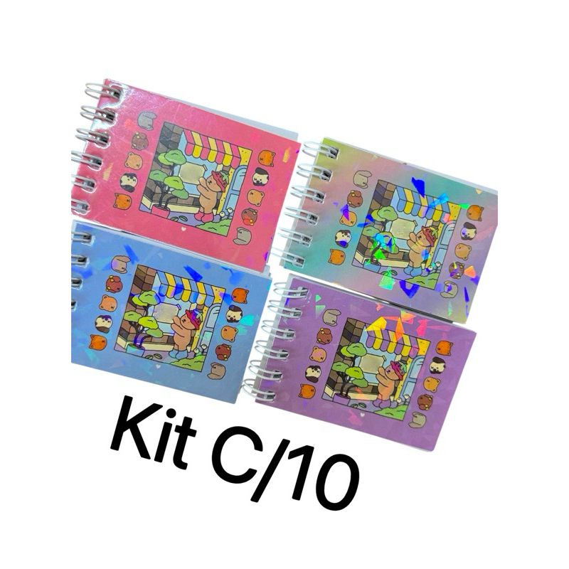 Kit Com 1/10/15/20 Lembracinhas Chaveirinhos Mini Cadernos 7,5X5,5cm Com 40 Folhas Jesus Capivara La