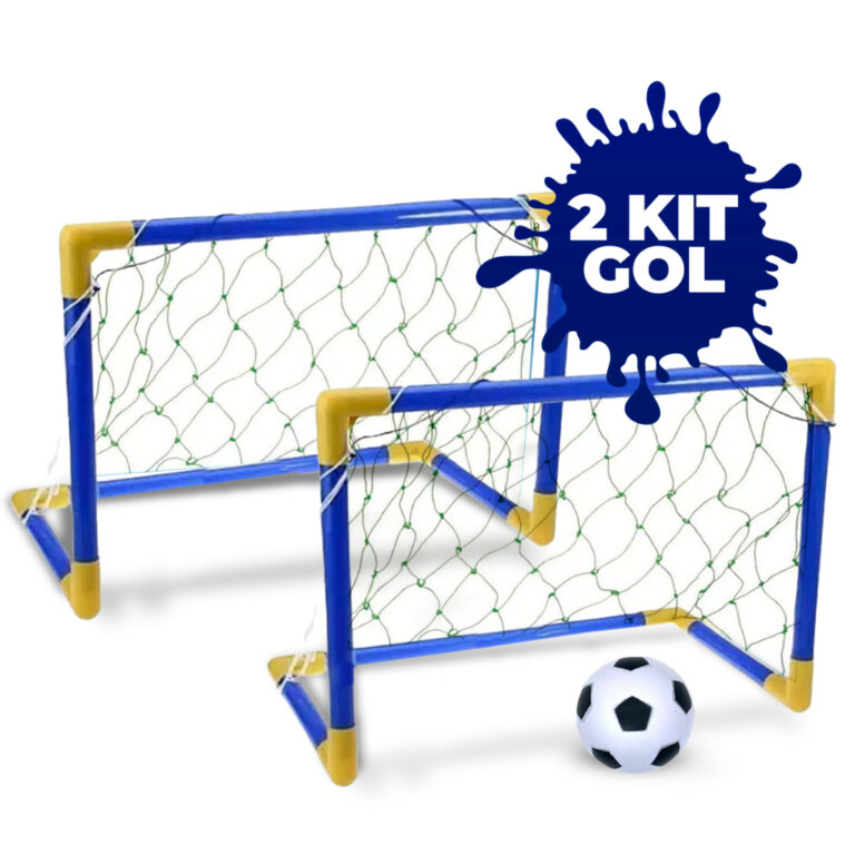 Kit 2 Trave Golzinho Futebol Rede e Bola brinquedo
