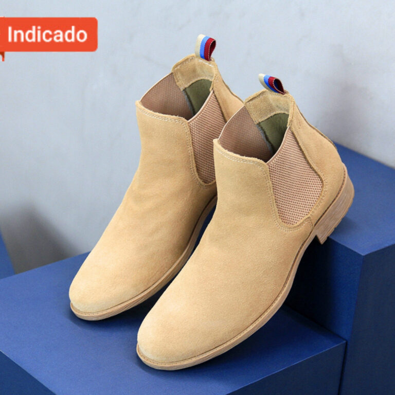Botina Chelsea Areia Casual Masculina Bege Couro L