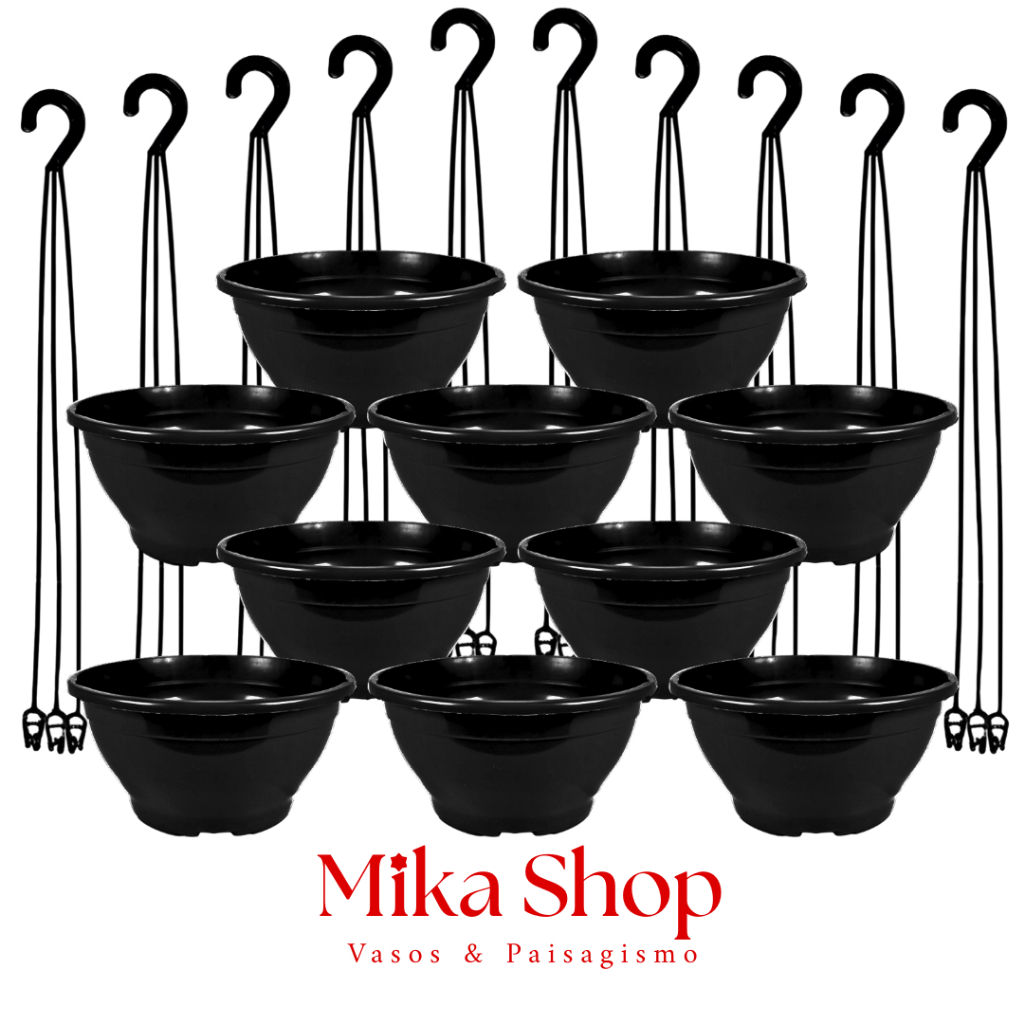 Kit 10 Vasos Cuia 21cm com Haste 43cm Resistente Ideal p/ Rosa do Deserto, Samambaia