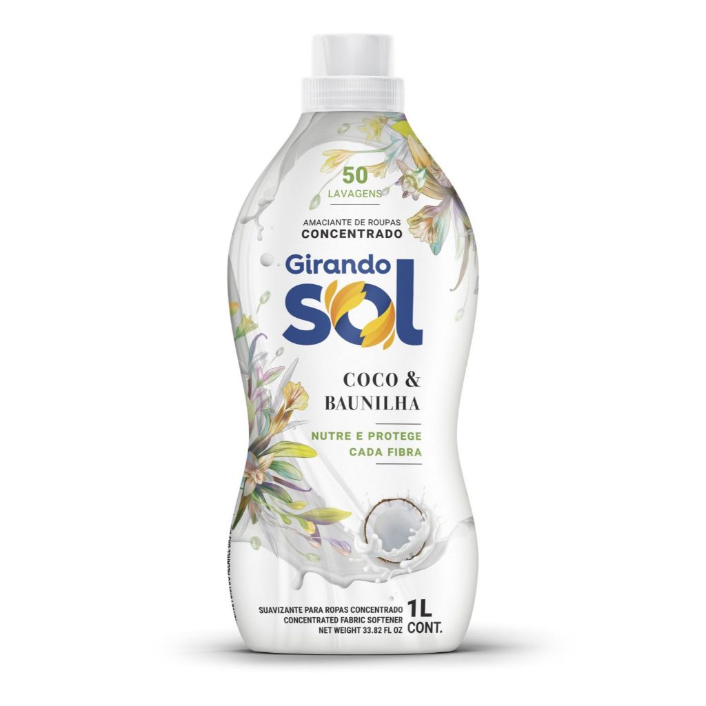 Amaciante de Roupas Concentrado Coco Baunilha ou Kit + Lava Roupa Coco Baunilha – Girando Sol