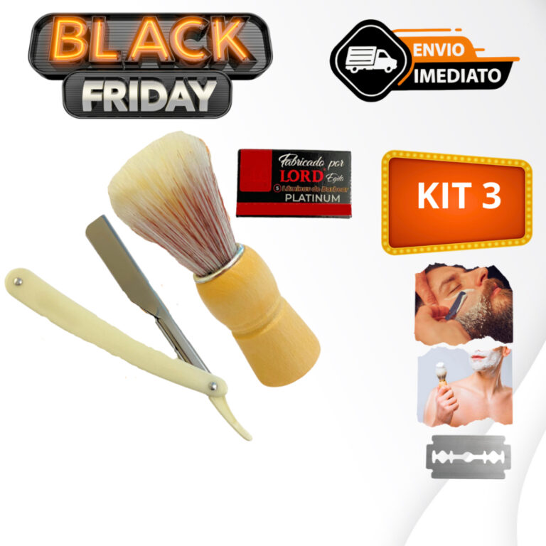 Kit Barbear Masculino Navalhete PLASTICO + PINCEL 