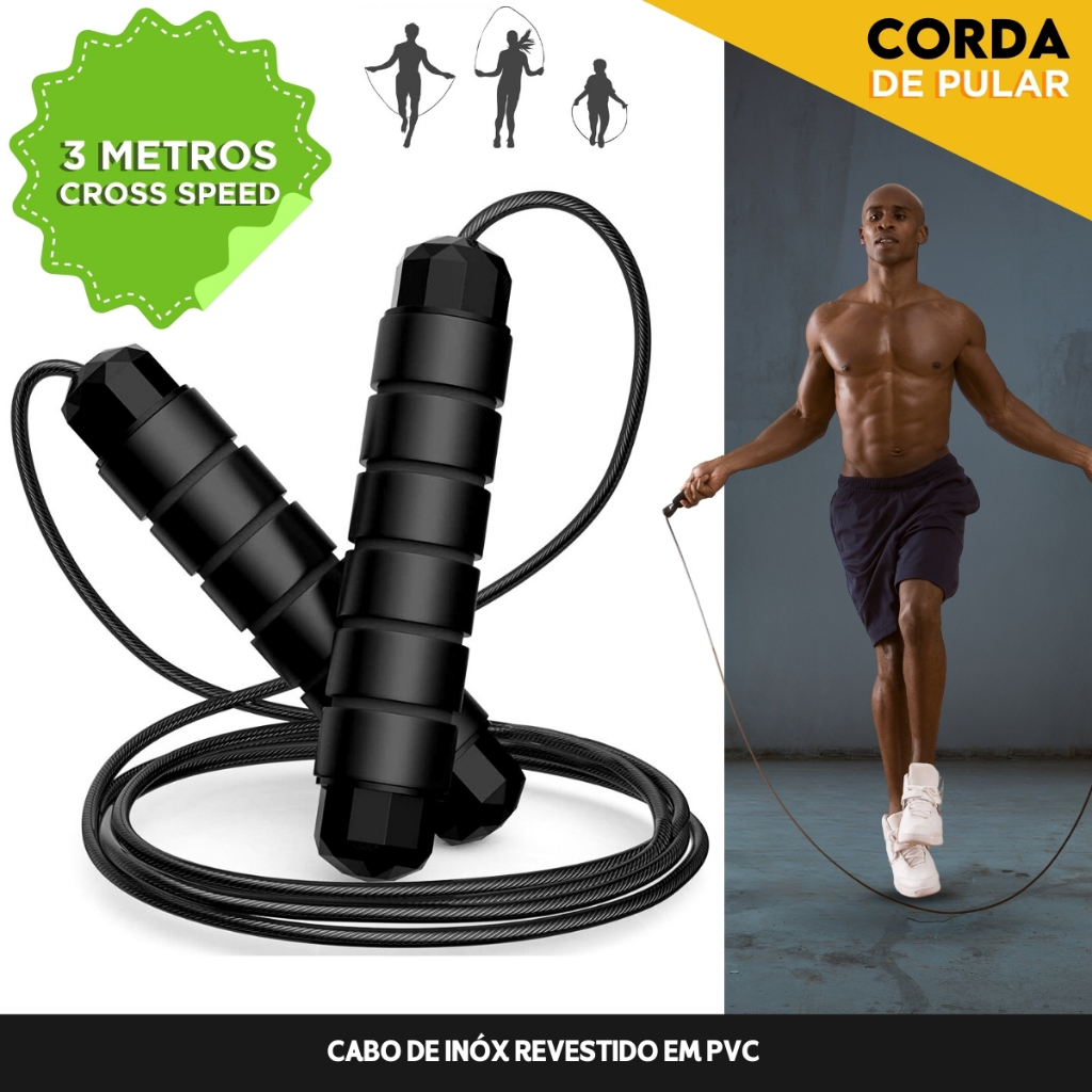 Corda Pular Profissional 3M Speed Rope Rolamento Cabo Aço Crossfit Fitness HIIT Academia