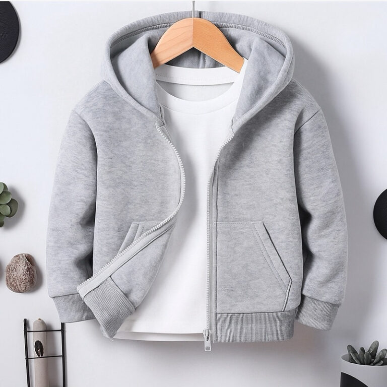 Moletom Infantil com Zíper Unissex Casaco com Cap