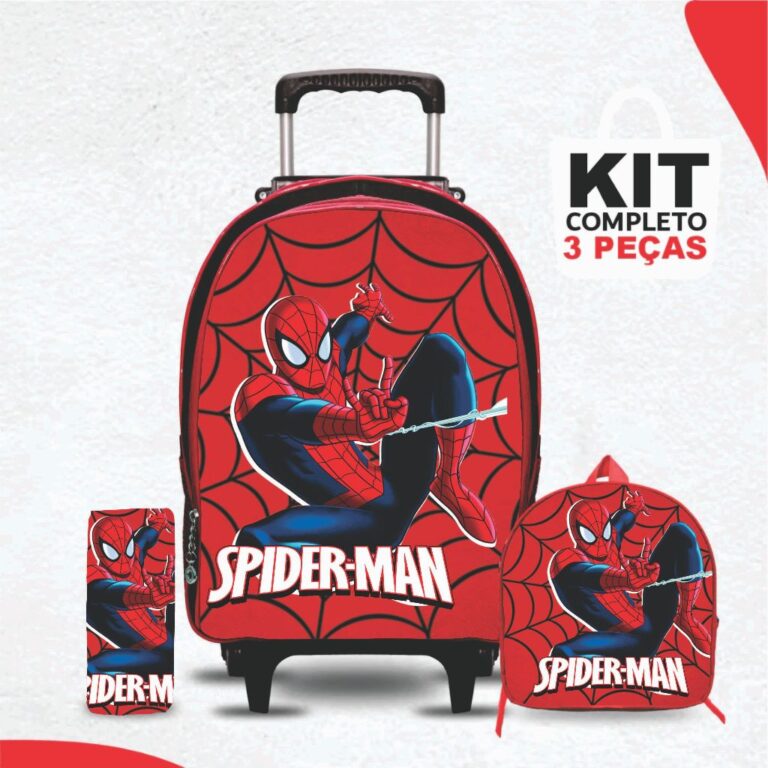 Kit mochila escolar Homem Aranha com lancheira e E