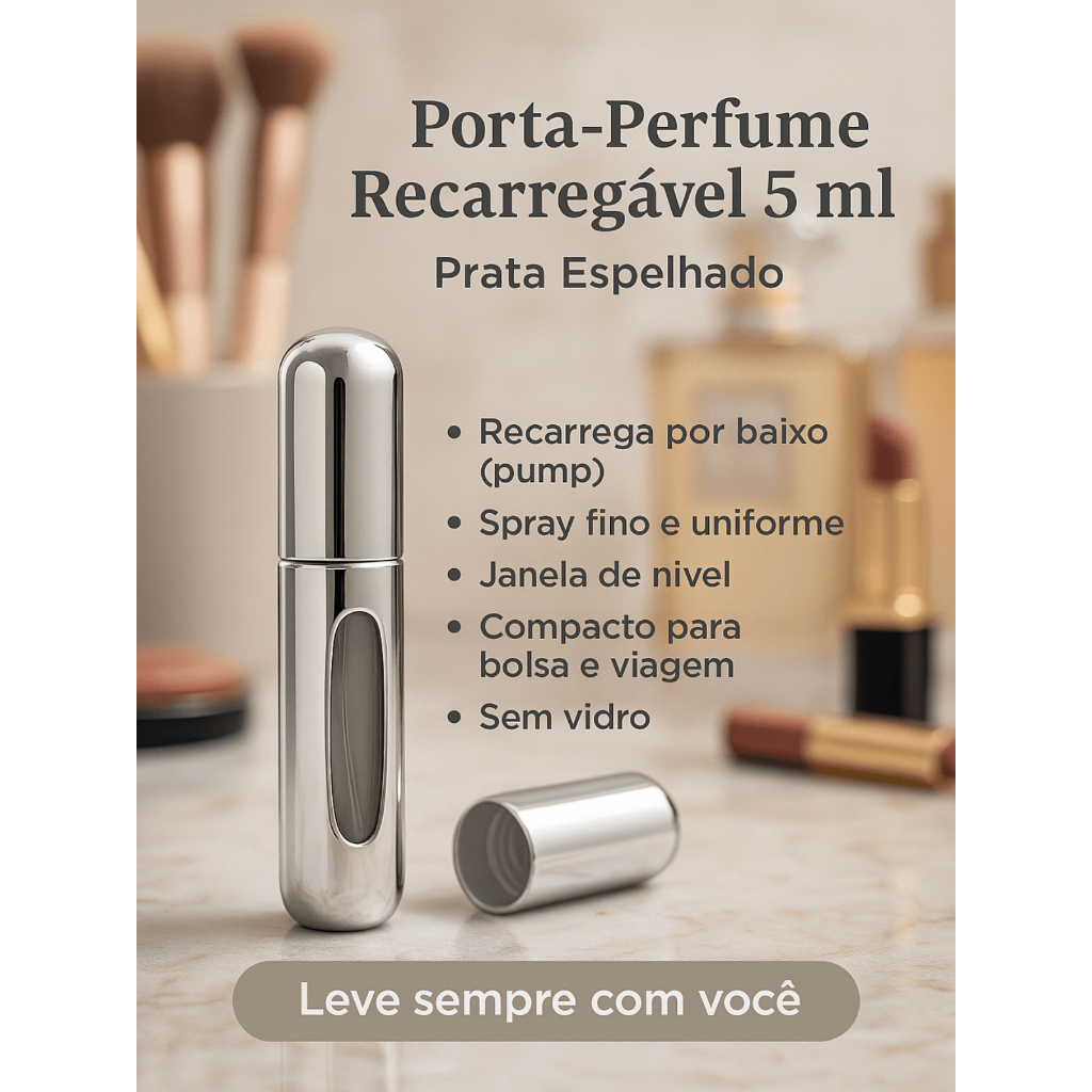 Porta Perfume Spray Árabe 5ml Atomizador Frasco Recarregável Pump Amostra Viagem Necessaire Bolsa Bl