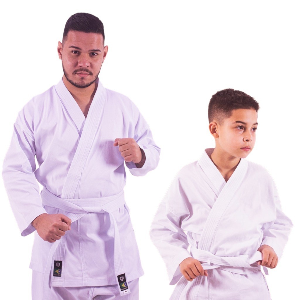 Kimono Karatê Infantil e Adulto Branco + Faixa Branca Inclusa | Brim 100% Algodão100% Algodão Grosso