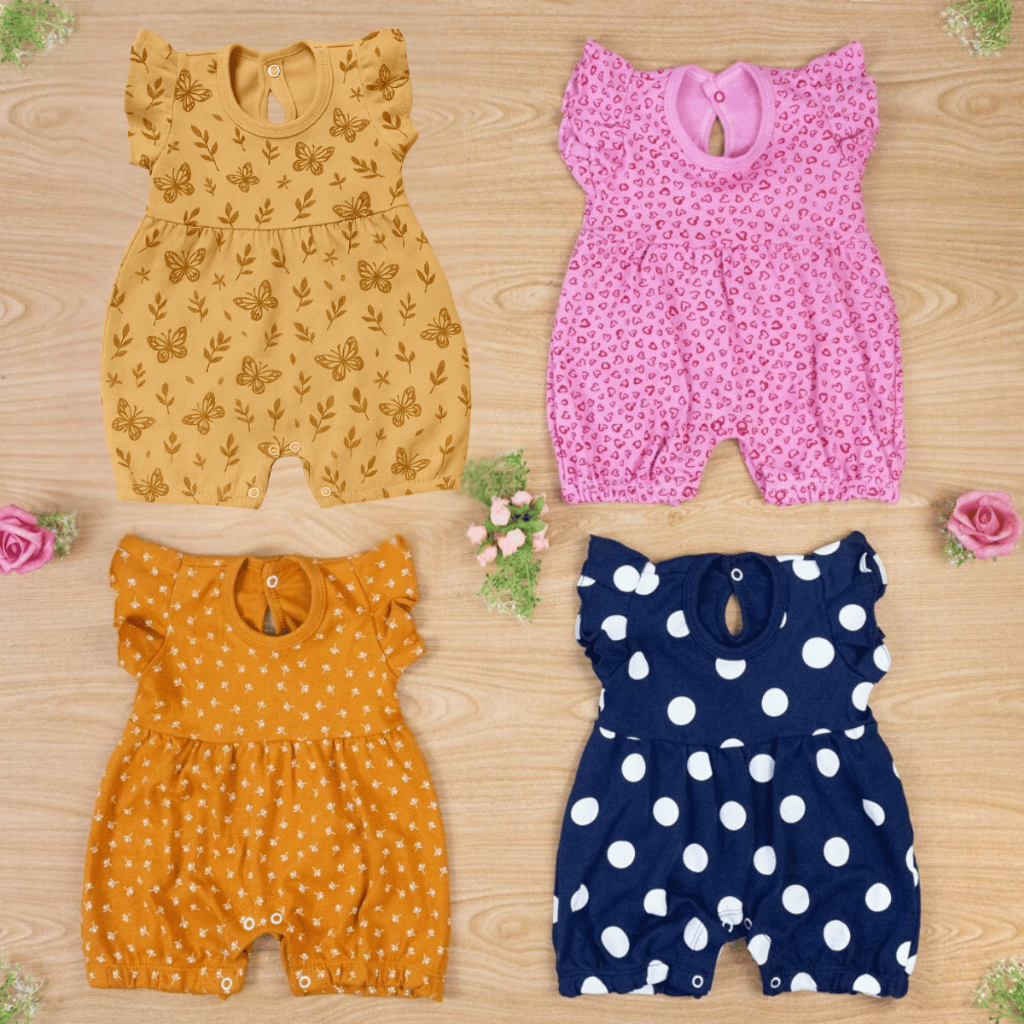 Macacão Curto Estampado Conforto e Estilo para Sua Bebê Verão Enxoval de Bebe Maternidade Babadinho