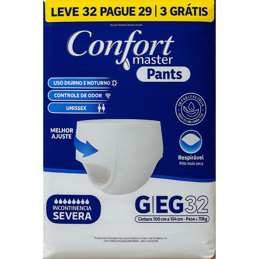 Fralda Confort Master Pants tipo calcinha cueca pacotão econômico com 32 unidades