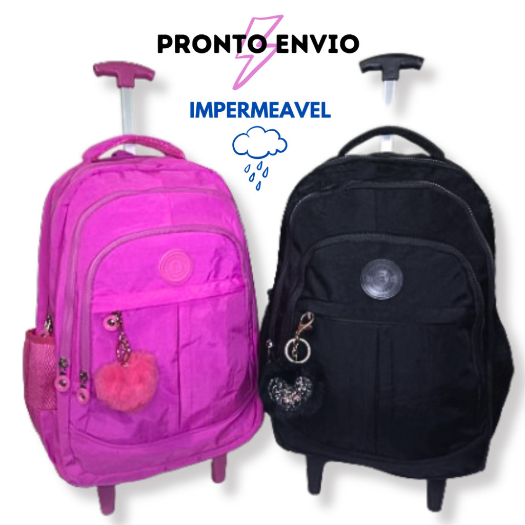 Mochila Rodinha Reforçada Juvenil Feminina Alta Qualidade – Mochila Rodinhas Estilo Tactel Escolar