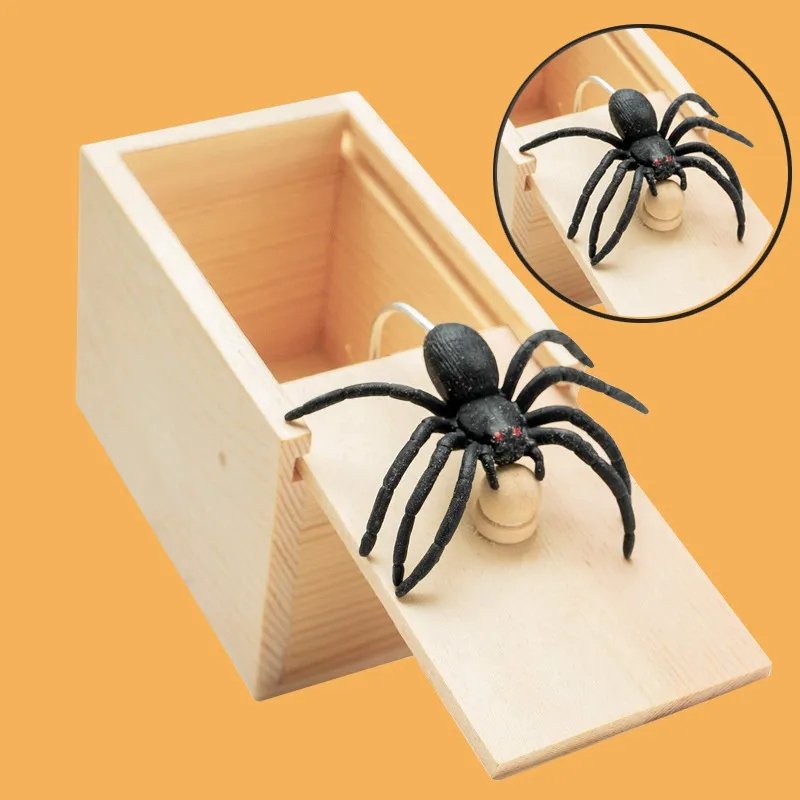 Caixa de madeira de aranha/Brinquedo de Halloween/falsificação criativa de toda a pessoa caixa de ma