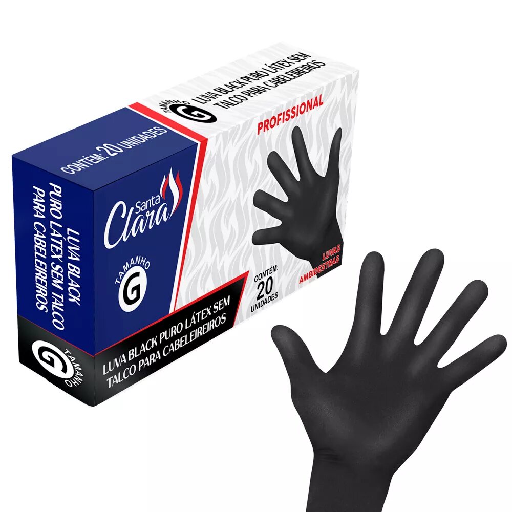 LUVAS BLACK PURO LÁTEX SEM TALCO TAMANHO G
