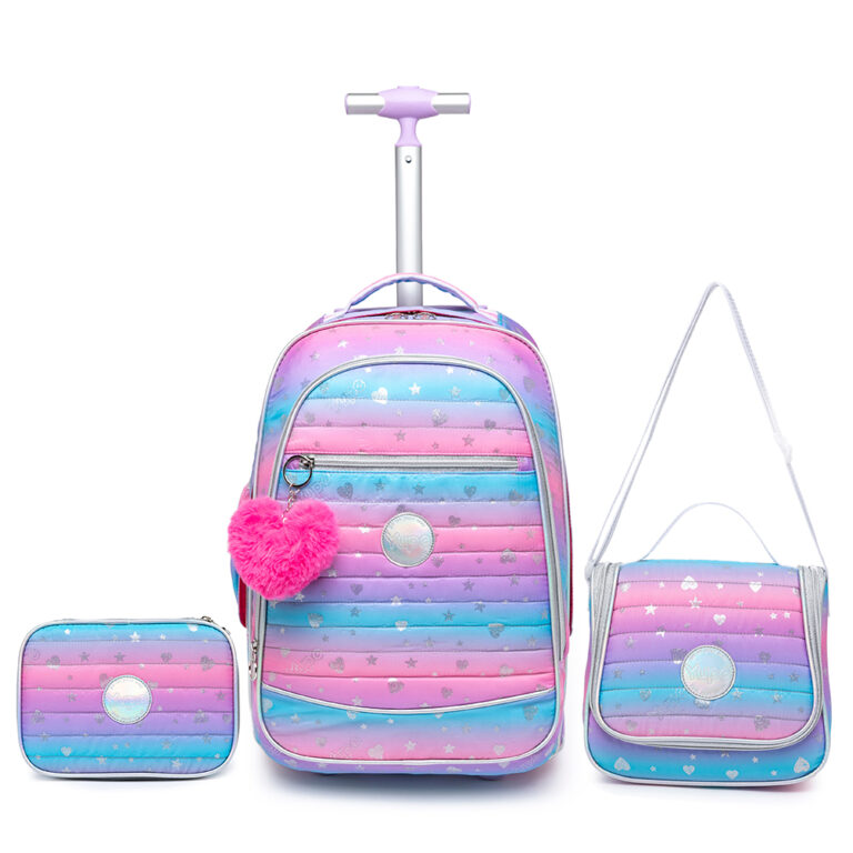 Kit Mochila Rodinhas Infantil Lancheira Estojo Via