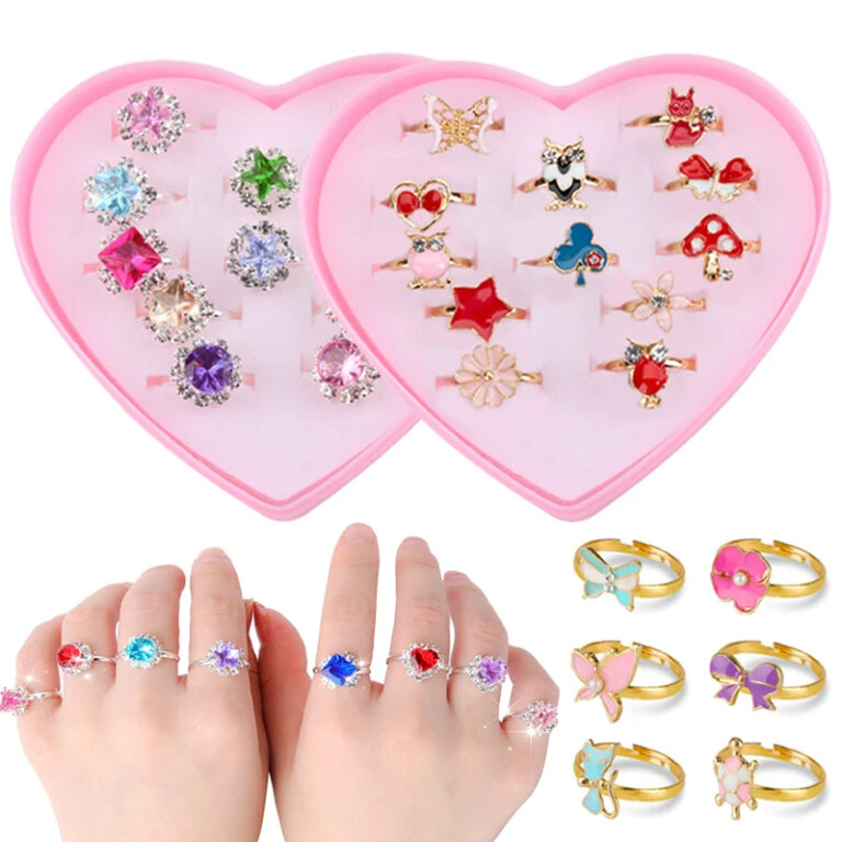 Kit 12 Anéis Infantil Menina Ajustável Sortidos 