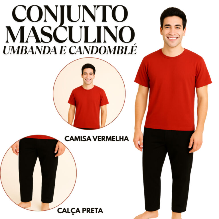 Conjunto Masculino Umbanda e Candomblé Roupa de E