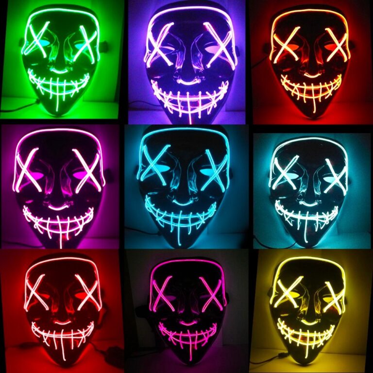 Máscara Led Neon The Purge Festa Halloween Com Co