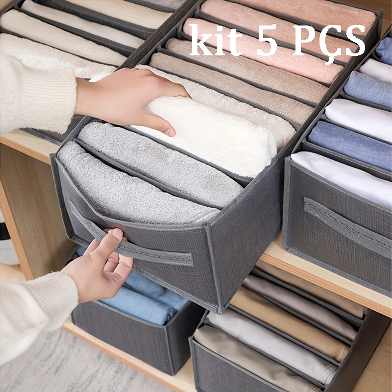 Kit Organizador De Calça Jeans/Organizador De Guarda Roupa Arrumados/Caixa De Armazenamento De Roupa