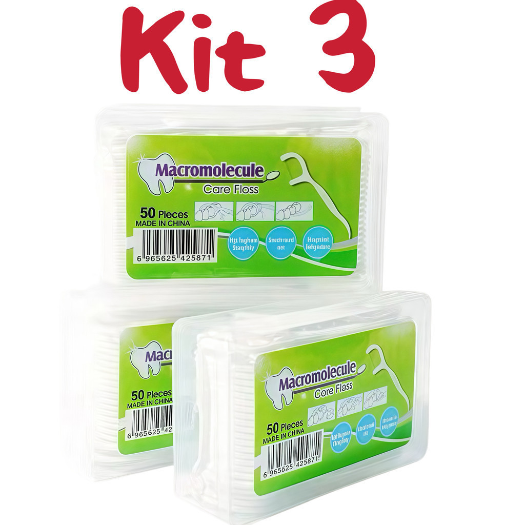kit 3 caixas (150 unidades) de fio dental Fio dental ultrafino arqueado fio dental infantil -STARYE