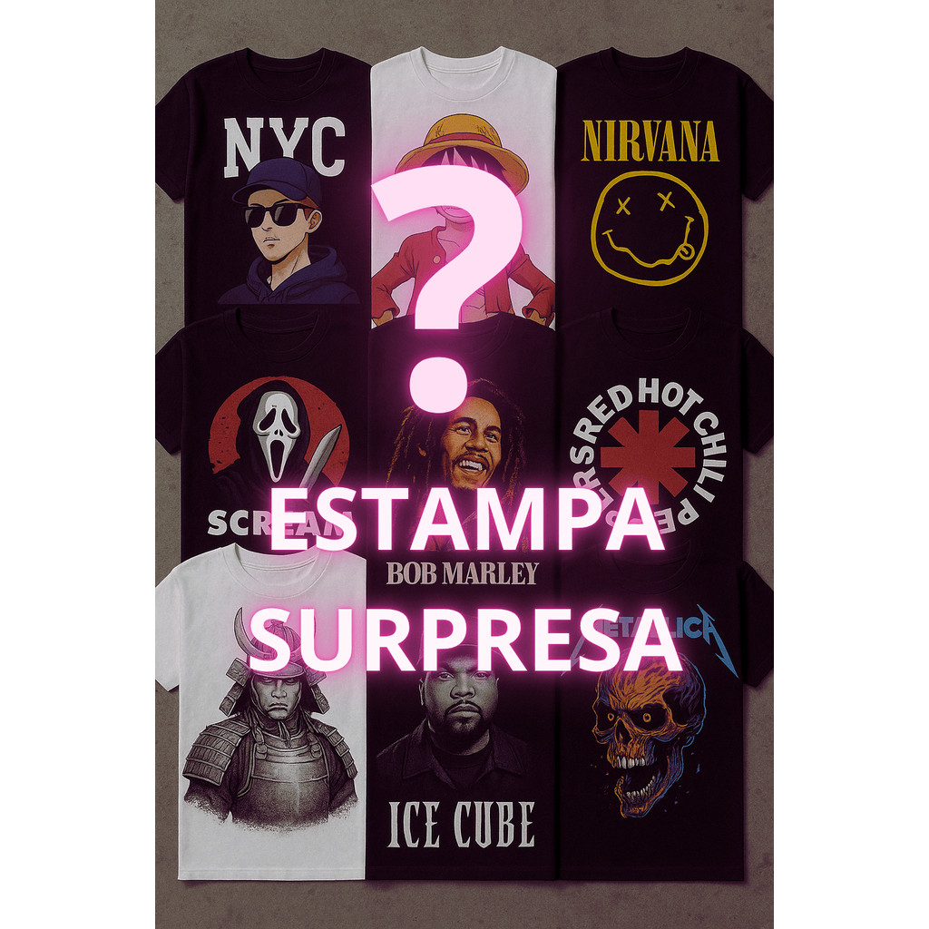 Kit 3 Camisetas Super Queima de Estoque Super Saldão Camiseta Surpresa 100% Algodão Unissex Envio Ra