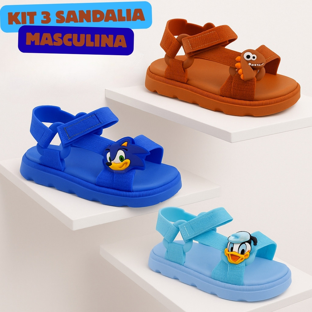 Kit 2 Pares Papete Mini Baby Sandália Bebê Masculina Leve Macia Envio Imediato