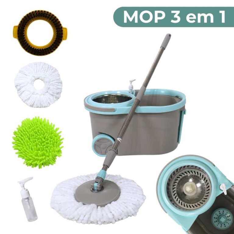 Balde Esfregão Spin Mop Giratorio 360 Com Cesto I