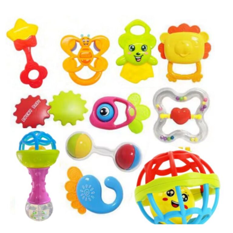 Kit 4 pçs Chocalho e mordedor Brinquedo Para Beb�