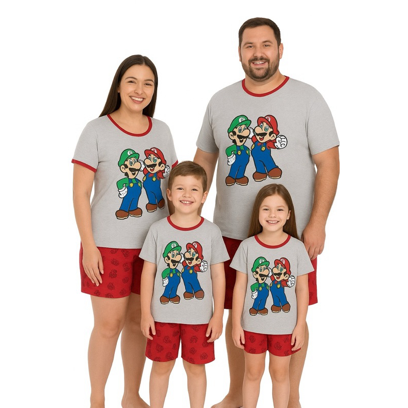 Conjunto de Pijama Masculino Adulto e Infantil em Malha  Conforto para Pais e Filhos
