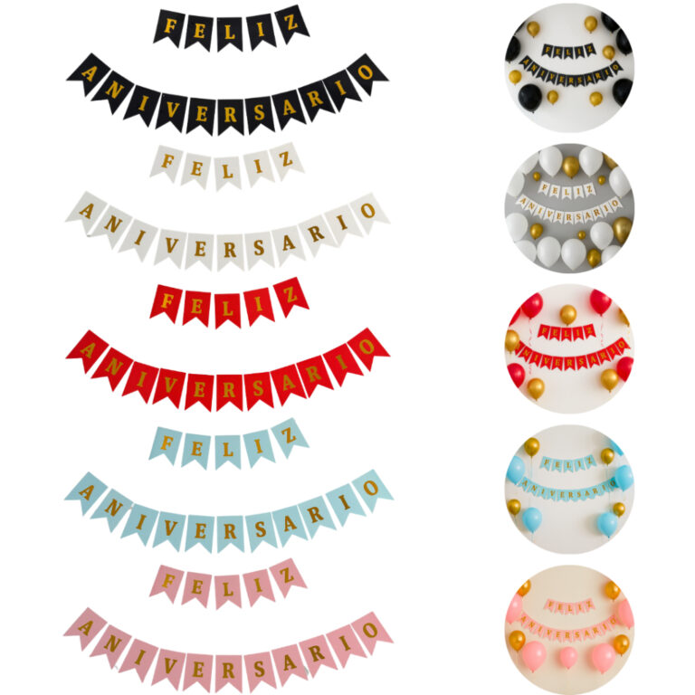 Bandeirinha Papel Feliz Aniversário Letras Dourad