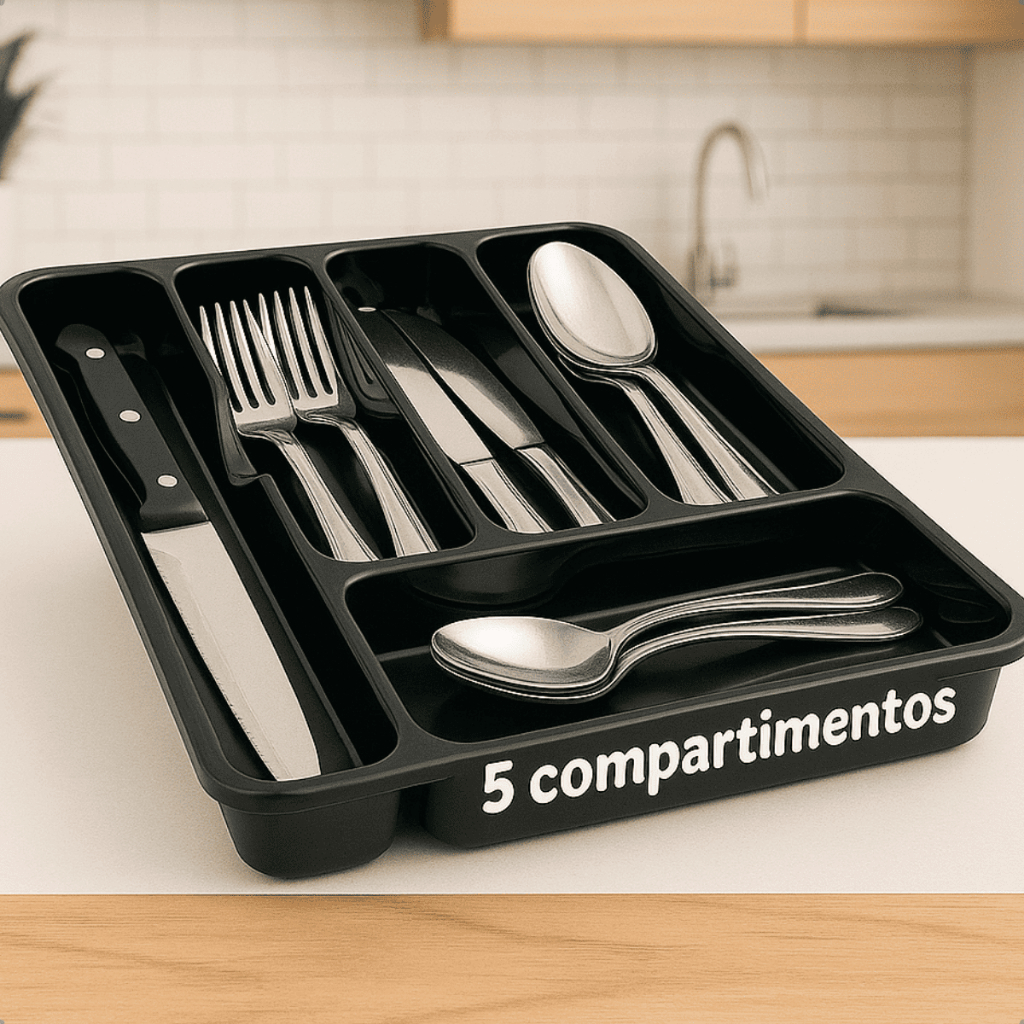 Porta Talheres Organizador De Gaveta De Cozinha Resistente Com 5 Divisórias Suporte Para Talher Durá