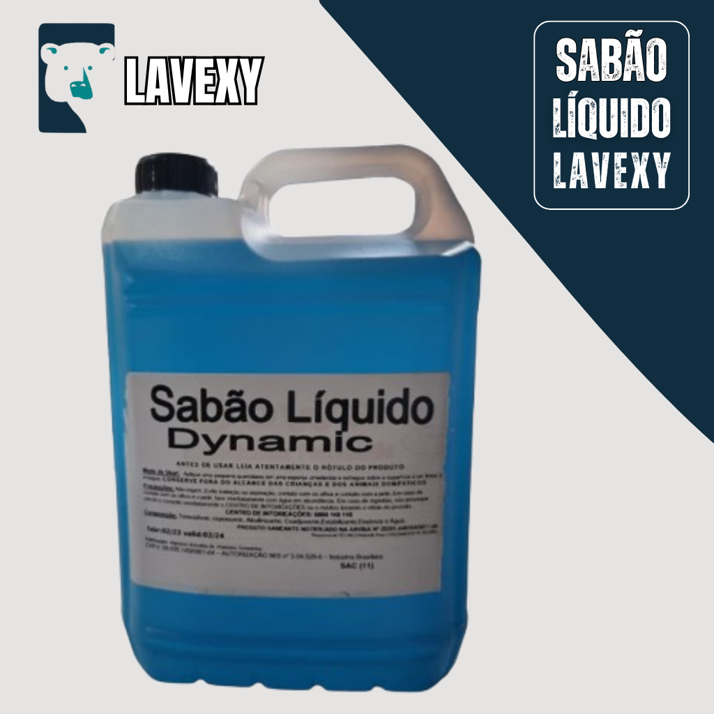 SABÃO LIQUIDO PARA ROUPAS DYNAMIC COM BICARBONATO 5 LITROS ROUPAS BRANCAS E COLORIDAS