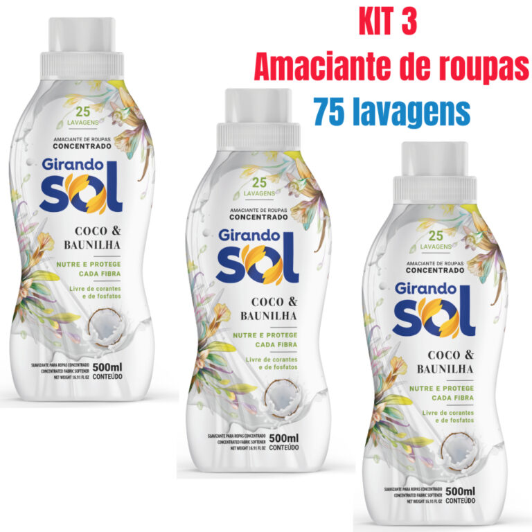 Kit 3 Amaciante Girando Sol Coco E Baunilha Concen