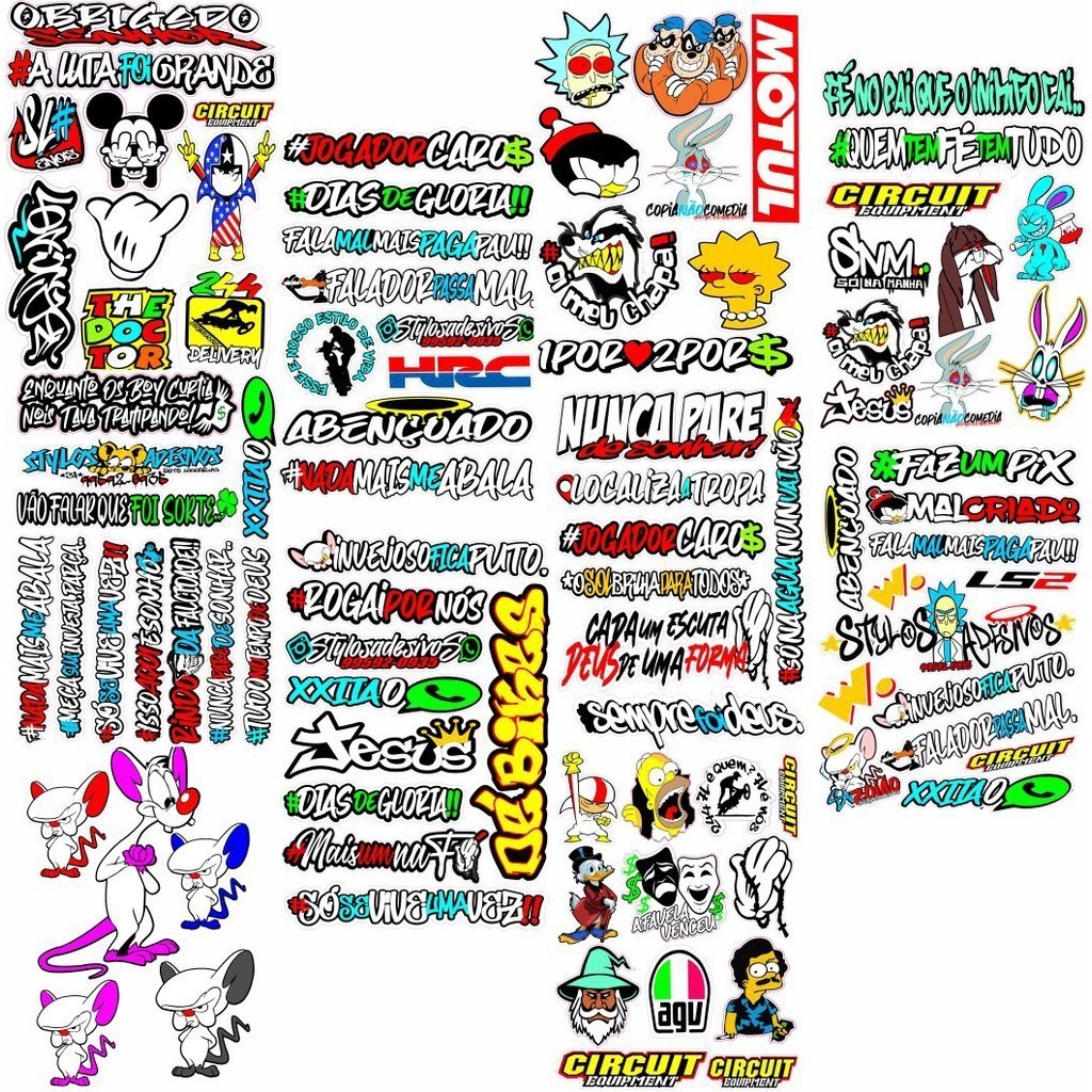 CARTELA DE ADESIVOS CARRO, MOTO, BIKE, SKATE.