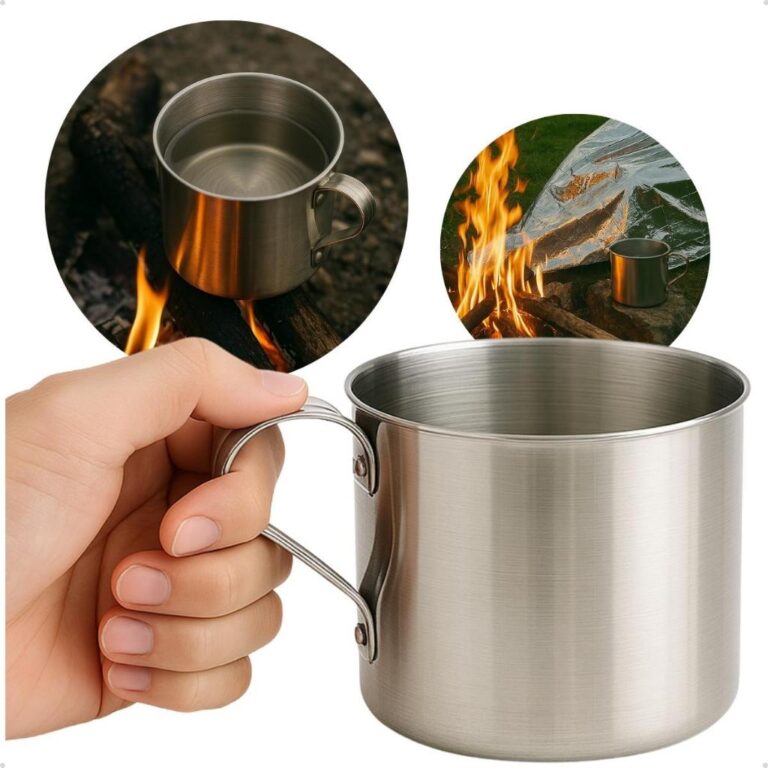 Caneca alumínio 700ml camping copo aluminio com a