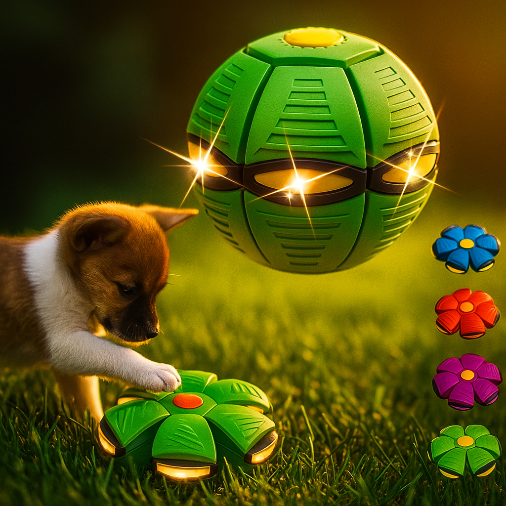 Brinquedo Interativo para Cães e Gatos em Forma de Bola Magica Voadora Maluca Disco com LED