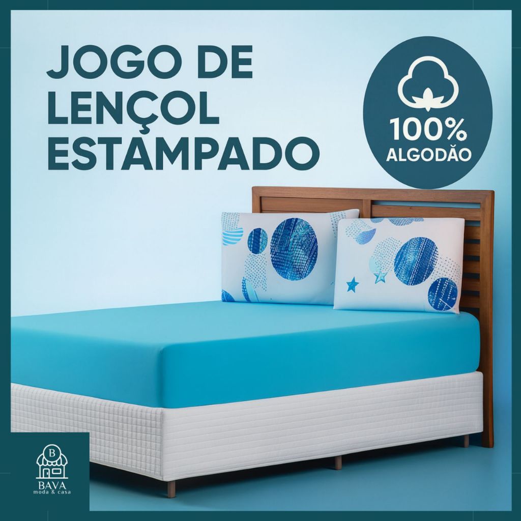Jogo de Lençol Queen 3 Peças  Malha 100% Algodão | Estampado Premium | C/ Elástico – BAVATEX