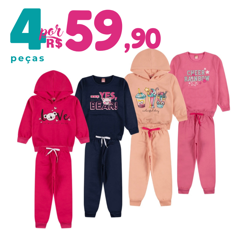 Roupa Infantil Menina Inverno Kit 4 peças