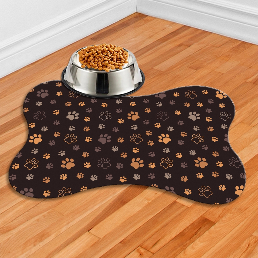 Tapete Para Comedouro PET – Ossinho – 38×25 – PATINHAS MARROM