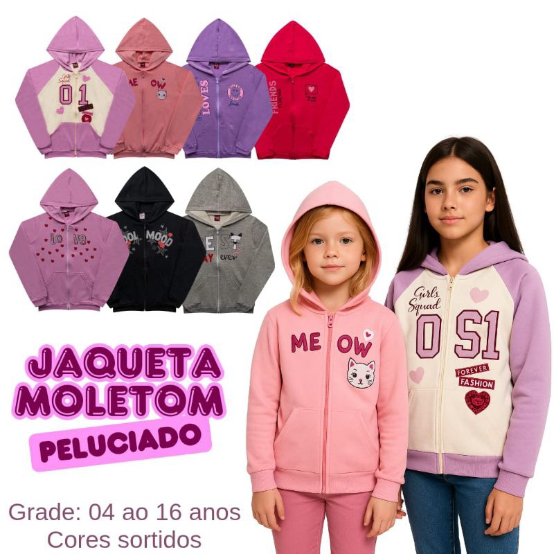 kit 2 Casacos de Menina Estilosa Kit Jaquetas 2 Unidades de blusa Feminino