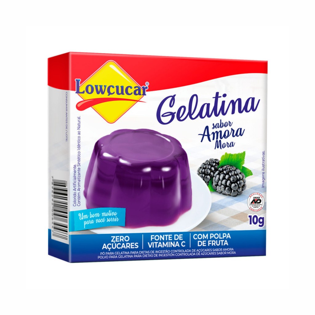 Gelatina Zero Açúcar Sabor Amora 10g – Lowçucar